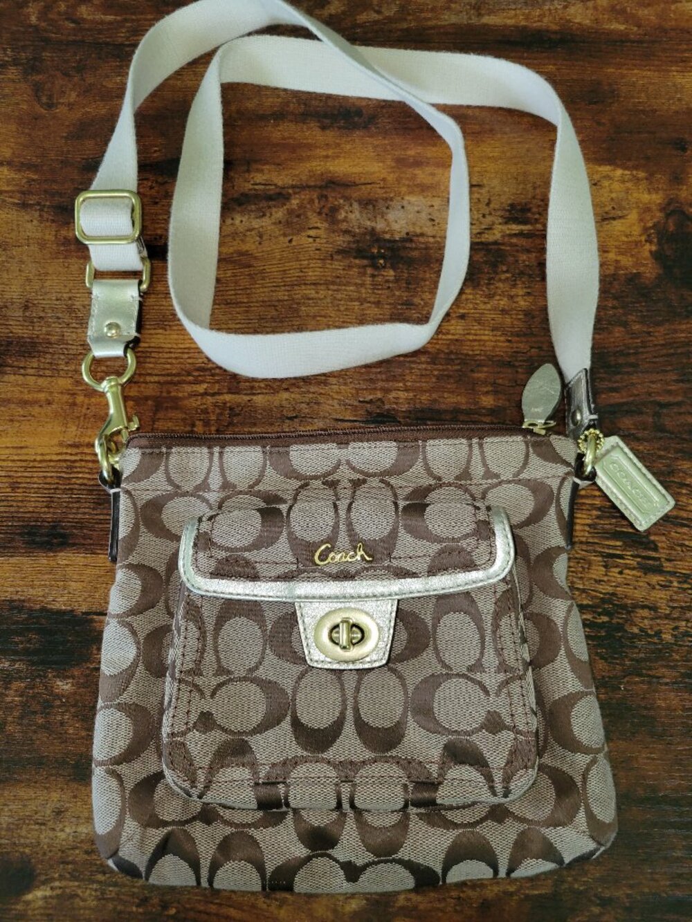 Coach Signature Penelope Turnlock Swingpack Crossbody